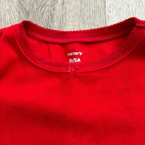 Carter's 2-Piece Girls Snowman Red Shirt w/Black & White Fleece Pajama Set Sz 5T - Picture 5 of 10